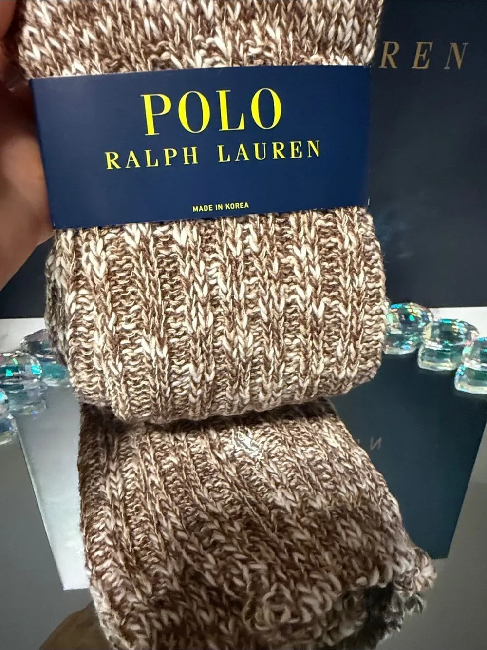 Polo Ralph Lauren Cozy Brown Marled Socks Ribbed Boot Style 9-11